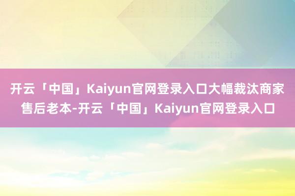 开云「中国」Kaiyun官网登录入口大幅裁汰商家售后老本-开云「中国」Kaiyun官网登录入口