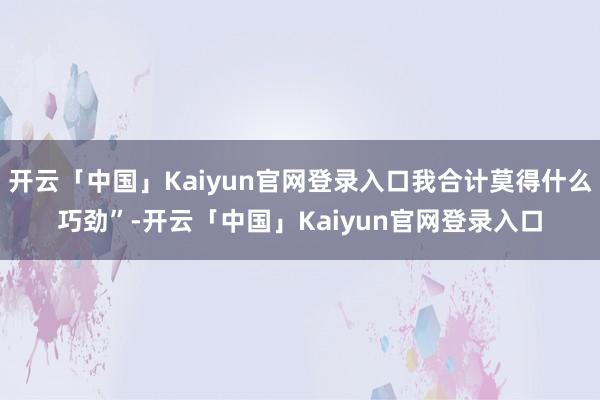 开云「中国」Kaiyun官网登录入口我合计莫得什么巧劲”-开云「中国」Kaiyun官网登录入口