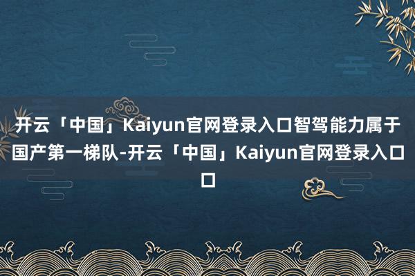 开云「中国」Kaiyun官网登录入口智驾能力属于国产第一梯队-开云「中国」Kaiyun官网登录入口