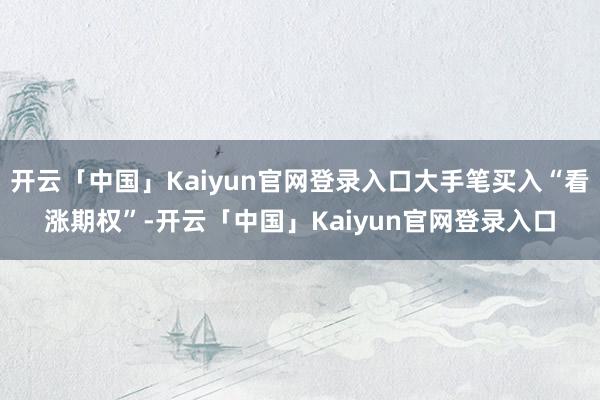 开云「中国」Kaiyun官网登录入口大手笔买入“看涨期权”-开云「中国」Kaiyun官网登录入口
