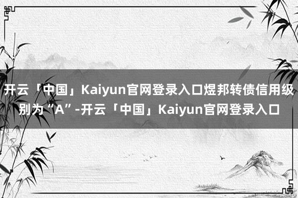 开云「中国」Kaiyun官网登录入口煜邦转债信用级别为“A”-开云「中国」Kaiyun官网登录入口