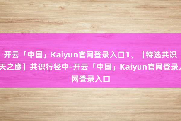 开云「中国」Kaiyun官网登录入口1、【特选共识·高天之鹰】共识行径中-开云「中国」Kaiyun官网登录入口