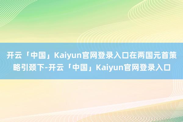 开云「中国」Kaiyun官网登录入口在两国元首策略引颈下-开云「中国」Kaiyun官网登录入口